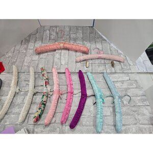 Vintage Padded Satin Boudoir Lingerie Clothes 15" Hangers Colorful 80s Lot of 10